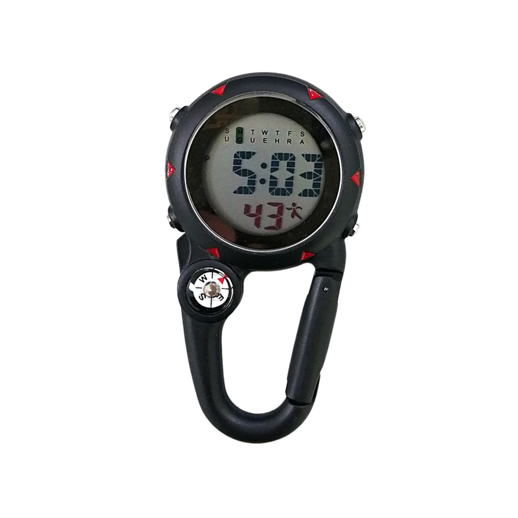 Clip On Carabiner Digital Sports Watches Quartz Optics BushLine Black