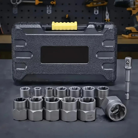 Damaged Nut Bolt Extractor Remover Set 14Pcs Impact Socket Set tools  