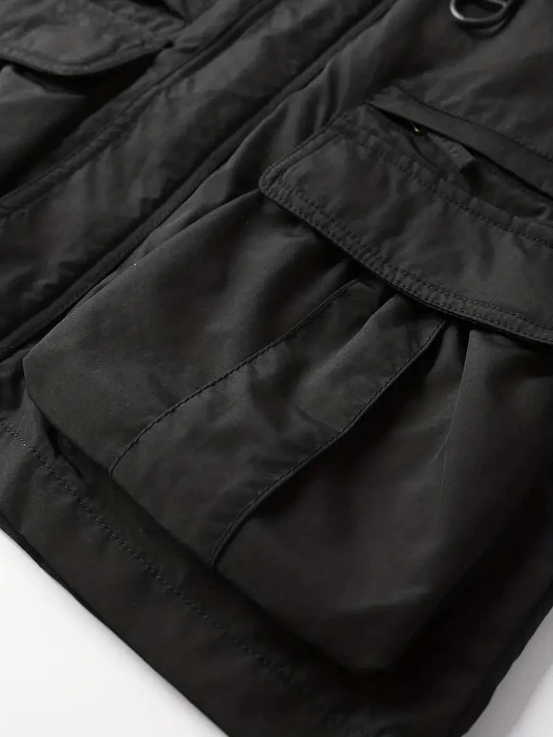 Detachable Sleeves & Hood Windproof Jacket Fleece Lined Workwear Outdoor Clothing  