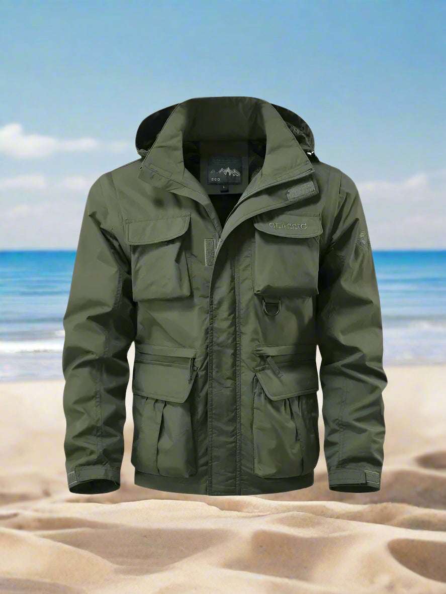 Detachable Sleeves & Hood Windproof Jacket Fleece Lined Workwear Outdoor Clothing BushLine Green M