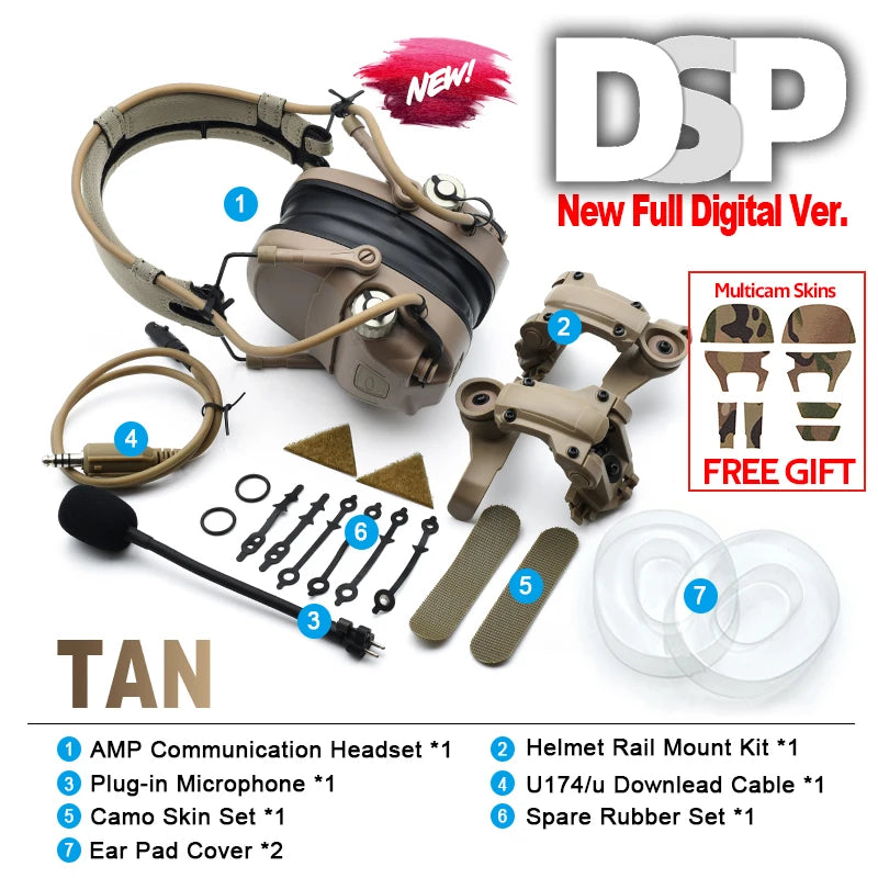 Digital Dual DSP Tactical Headset - Advanced Noise Reduction   