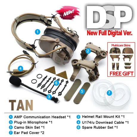 Digital Dual DSP Tactical Headset - Advanced Noise Reduction   