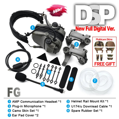Digital Dual DSP Tactical Headset - Advanced Noise Reduction   