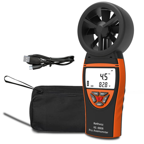 Digital Rechargeable Anemometer Wind Speed Temp Humidity Wind Power  