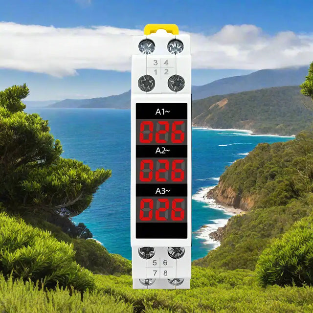 Din Rail Mount 3 Phase Ampere Meter Current Meter Indicator LED electrical supplys  BushLine