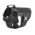 Black harness alone, three-quarter view showing metal chest buckle and chest D-ring