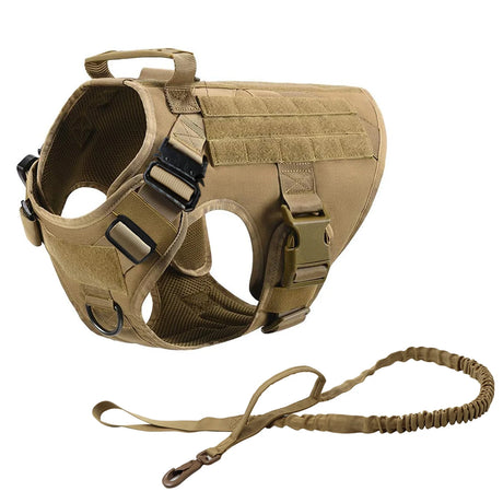 Dog Harness Collar Leash Bags No Pull Dog Stuff BushLine Brown 2pcs Set S