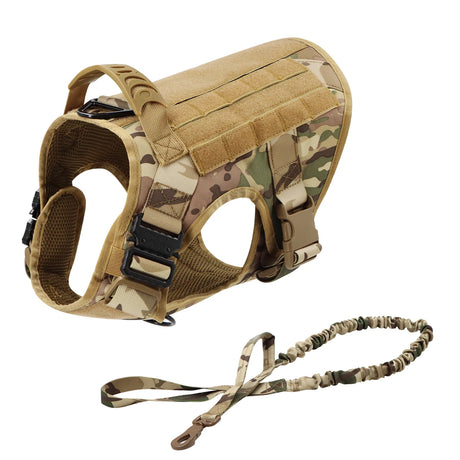Dog Harness Collar Leash Bags No Pull Dog Stuff BushLine Camo 2pcs Set S