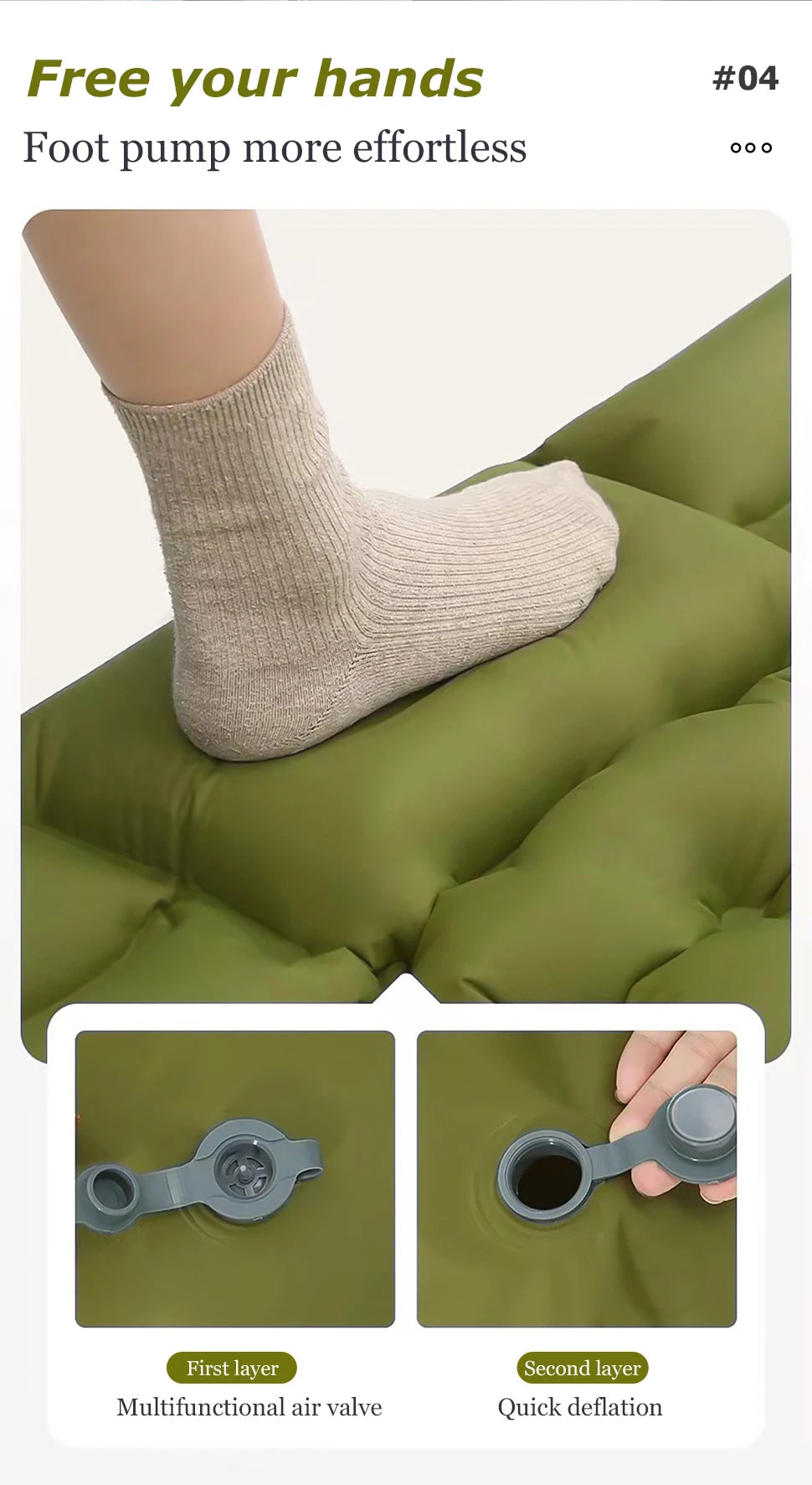 Double Sleep Mattress Self-Inflating  with Pillow Air Bed Camping Equipment  BushLine