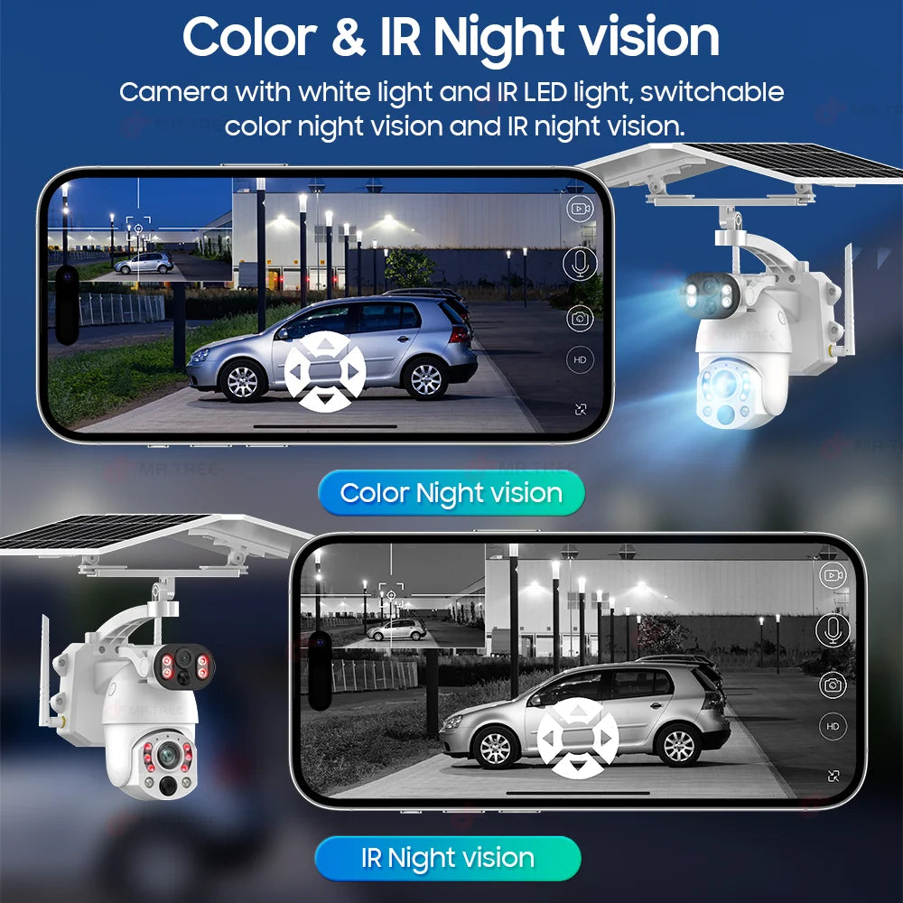 Dual Lens Solar Security Camera WIFI Human Tracking  4K 50X Optical Zoom security systems  