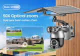 Dual Lens Solar Security Camera WIFI Human Tracking  4K 50X Optical Zoom security systems  