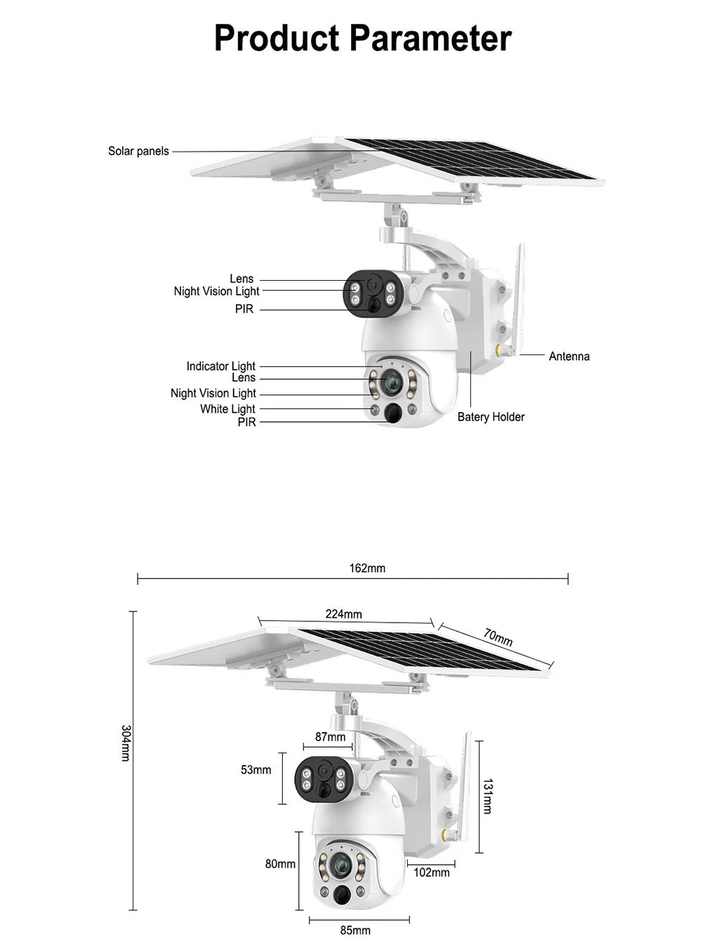 Dual Lens Solar Security Camera WIFI Human Tracking  4K 50X Optical Zoom security systems  