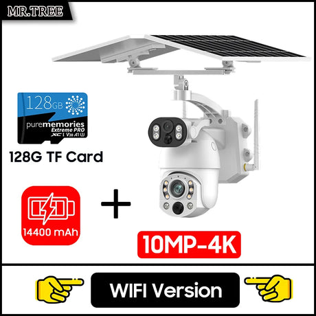 Dual Lens Solar Security Camera WIFI Human Tracking  4K 50X Optical Zoom security systems  