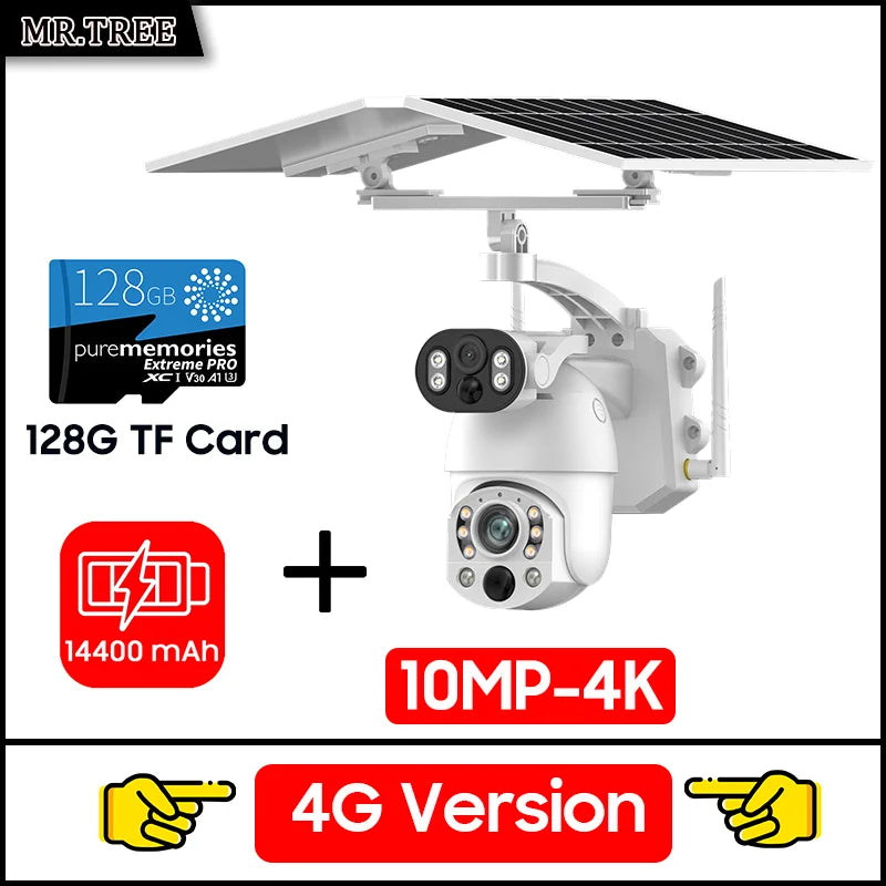 Dual Lens Solar Security Camera WIFI Human Tracking  4K 50X Optical Zoom security systems  