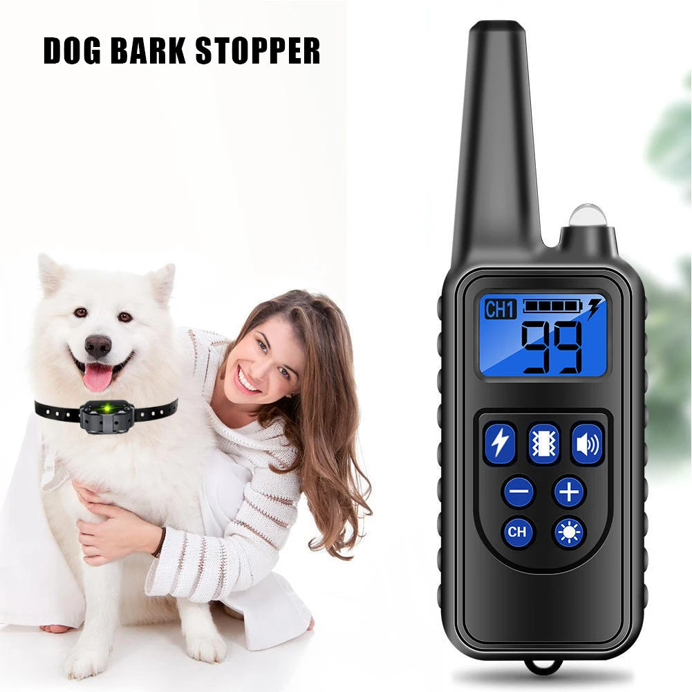 Electric Dog Training Collar Rechargeable Anti Barking Shock Vibration Dog Stuff  