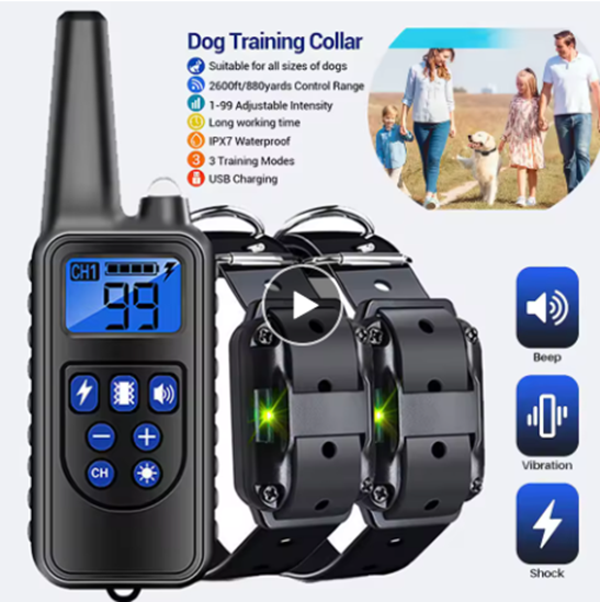 Electric Dog Training Collar Rechargeable Anti Barking Shock Vibration Dog Stuff  