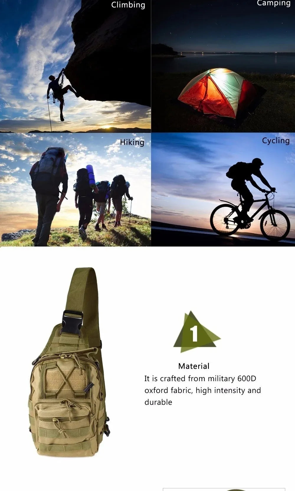 Expandable Molle Adventure Shoulder Sling Chest Pack Bag BackPacks  BushLine