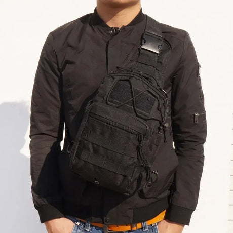Expandable Molle Adventure Shoulder Sling Chest Pack Bag BackPacks BushLine black