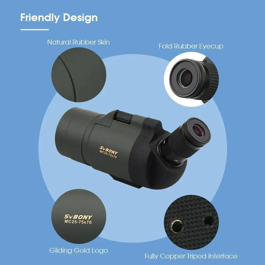 F9334G Spotting Scope 25-75x70 Powerful Monocular with Tripod Optics  BushLine