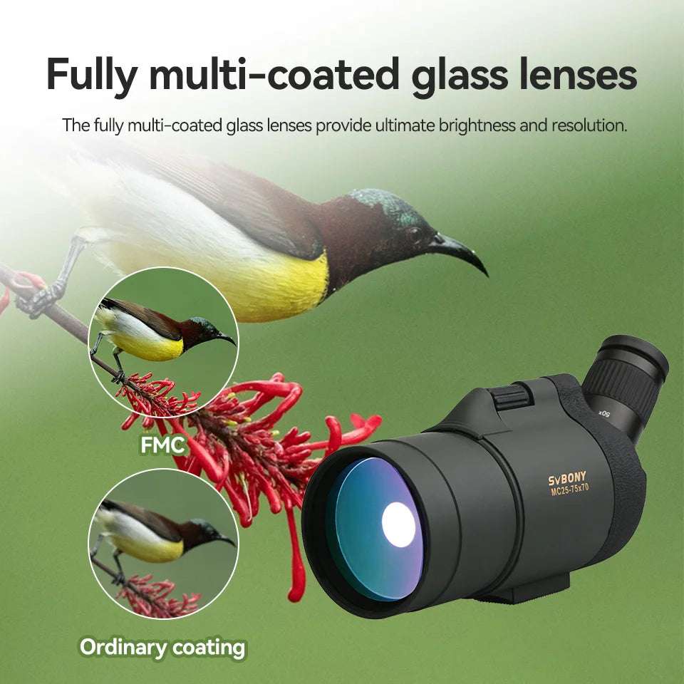 F9334G Spotting Scope 25-75x70 Powerful Monocular with Tripod Optics  BushLine