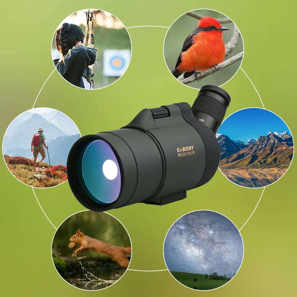 F9334G Spotting Scope 25-75x70 Powerful Monocular with Tripod Optics  BushLine