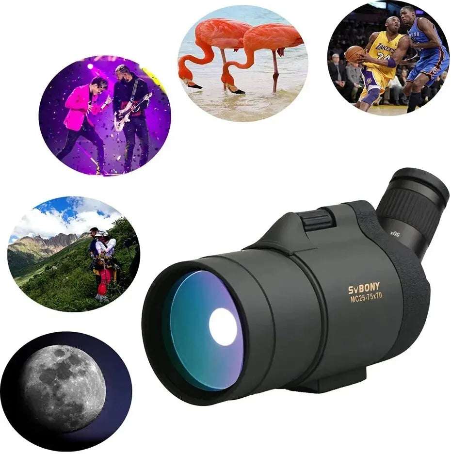 F9334G Spotting Scope 25-75x70 Powerful Monocular with Tripod Optics  BushLine