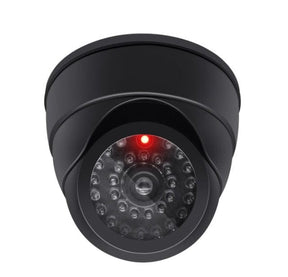 Black dummy dome camera close up, imitation infrared beads circling a non-working lens