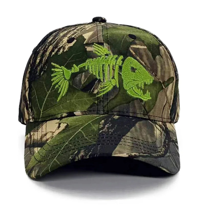 Fish Bone Camo Fishing Caps Cotton Jungle Hat Unisex caps  BushLine