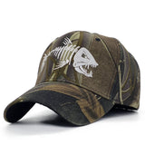 Fish Bone Camo Fishing Caps Cotton Jungle Hat Unisex caps BushLine c2 56cm to 60cm