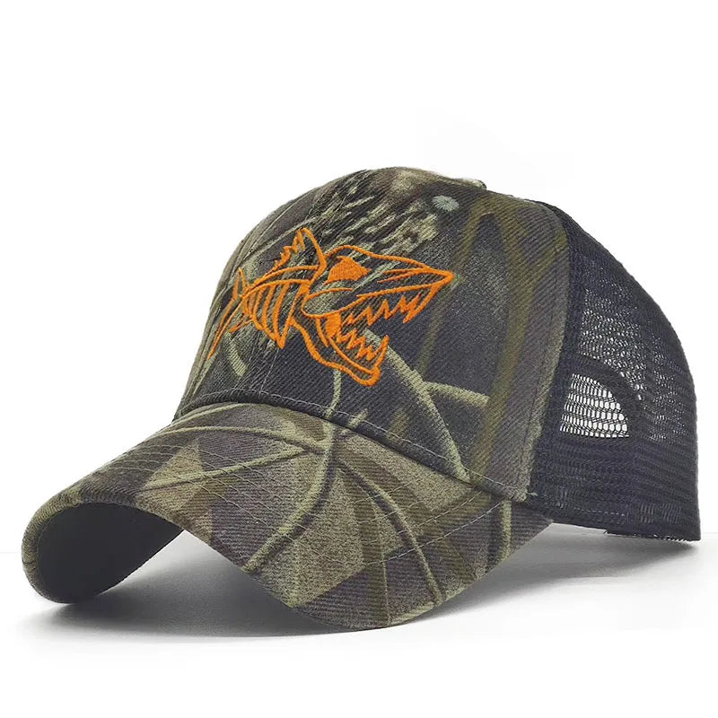 Fish Bone Camo Fishing Caps Cotton Jungle Hat Unisex caps BushLine c15 56cm to 60cm