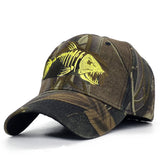 Fish Bone Camo Fishing Caps Cotton Jungle Hat Unisex caps BushLine c4 56cm to 60cm