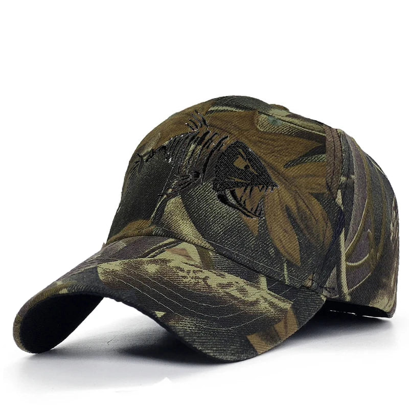 Fish Bone Camo Fishing Caps Cotton Jungle Hat Unisex caps BushLine c6 56cm to 60cm