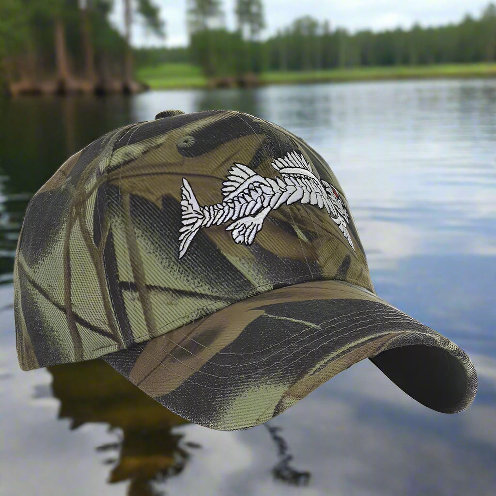 Fish Bone Camo Fishing Caps Cotton Jungle Hat Unisex caps BushLine c8 56cm to 60cm