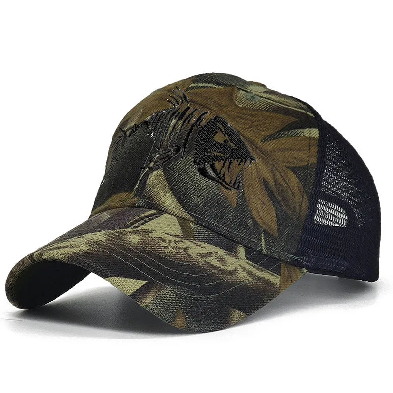 Fish Bone Camo Fishing Caps Cotton Jungle Hat Unisex caps BushLine c7 56cm to 60cm