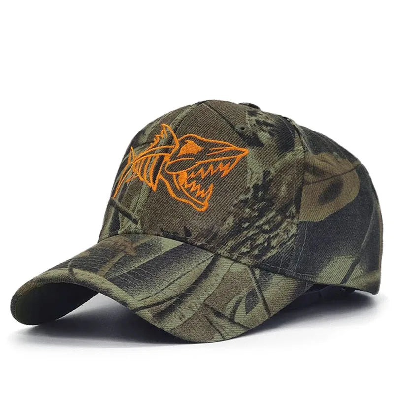 Fish Bone Camo Fishing Caps Cotton Jungle Hat Unisex caps BushLine c14 56cm to 60cm