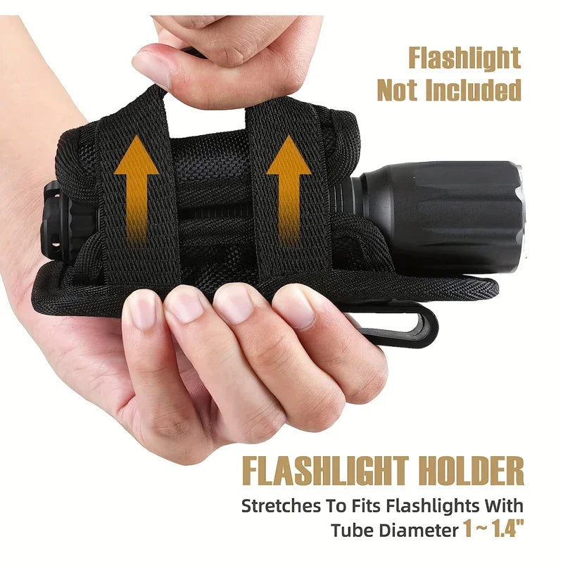 Flashlight Pouch 360 Degree Belt Clip Torch Holder Helmet & Pack Accessories  