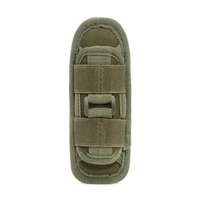 Front of the green holster with matching green elastic retention bands