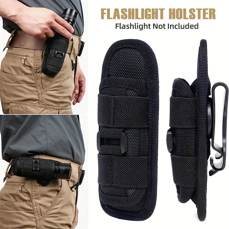 Flashlight Pouch 360 Degree Belt Clip Torch Holder Helmet & Pack Accessories  BushLine