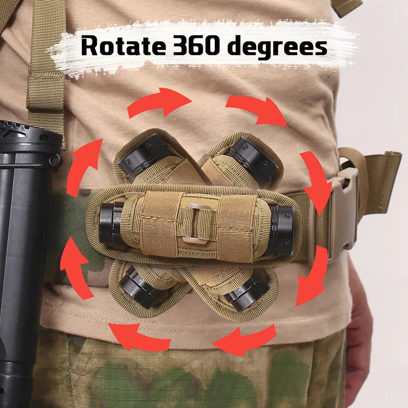 Flashlight Pouch 360 Degree Belt Clip Torch Holder Helmet & Pack Accessories  BushLine
