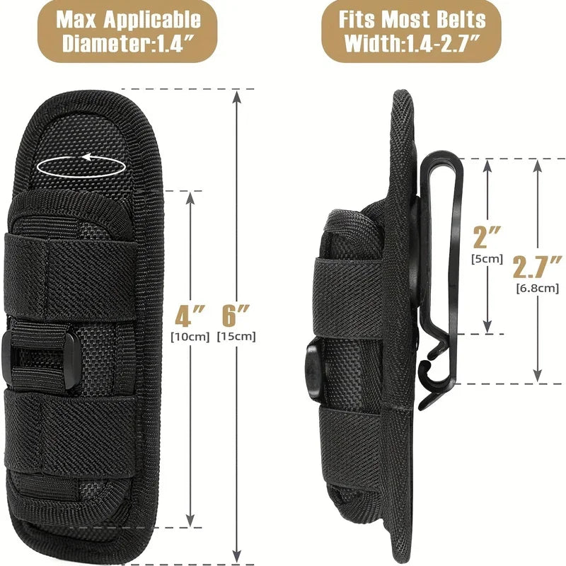 Flashlight Pouch 360 Degree Belt Clip Torch Holder Helmet & Pack Accessories  BushLine