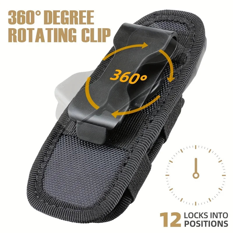 Flashlight Pouch 360 Degree Belt Clip Torch Holder Helmet & Pack Accessories  BushLine