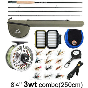 Complete 3wt combo laid out, rod length 2.5m, with bag, reel and flies
