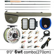 Complete 6wt combo at 2.7m laid out with bag, reel, fly box and twelve flies