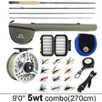Complete 5wt combo at 2.7m laid out with bag, reel, fly box and twelve flies
