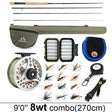 Complete 8wt combo laid out, rod length 2.7m, with bag, reel and flies