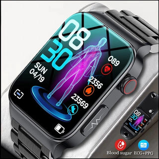 Smartwatch with a health monitoring display on a white background