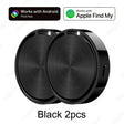 Two black tracker tags overlapping, the two pack option