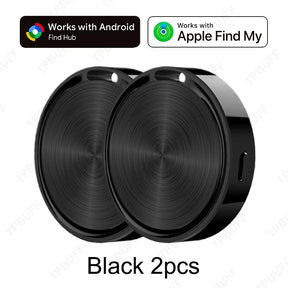 Two black tracker tags overlapping, the two pack option