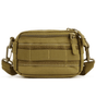 Wolf Brown pouch, front view showing hook-and-loop panel and shoulder strap