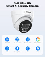 H.View 5Mp Ip Camera Ai Face Detection Security Cameras  